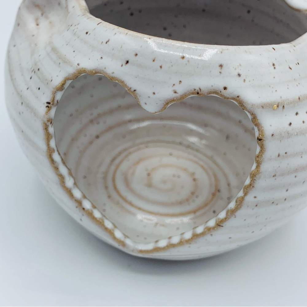 Rustic Handmade Hen Chicken Pottery Tealight Holder – Heart Cutout - Picture 7 of 10